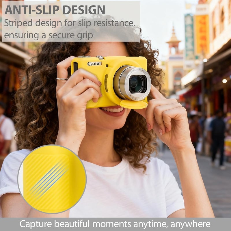 Frevyve Case for Canon G7X Mark III Camera, Soft Silicone Protective Case, Powershot G7X Mark III Sleeve with Removable Lens Cover & Screen Protector Accessories, Slim Fit, Anti-Scratch (Yellow) - Image 2